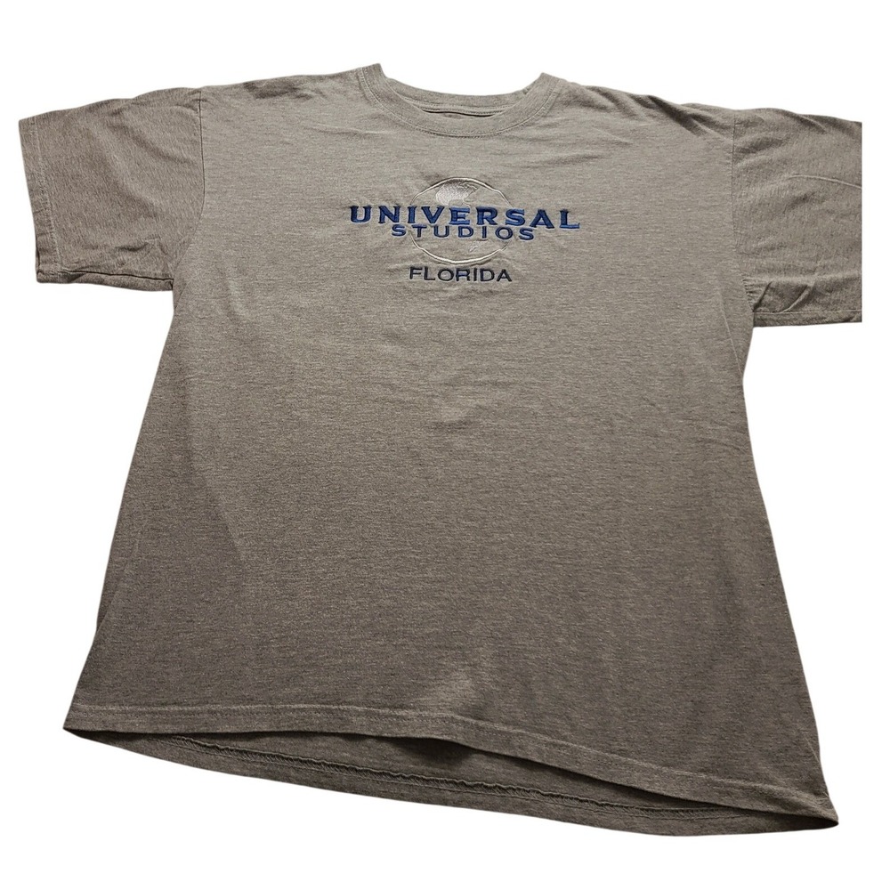Universal Studios Florida Embroidered Logo T-Shirt Gray Men's Size L NWT